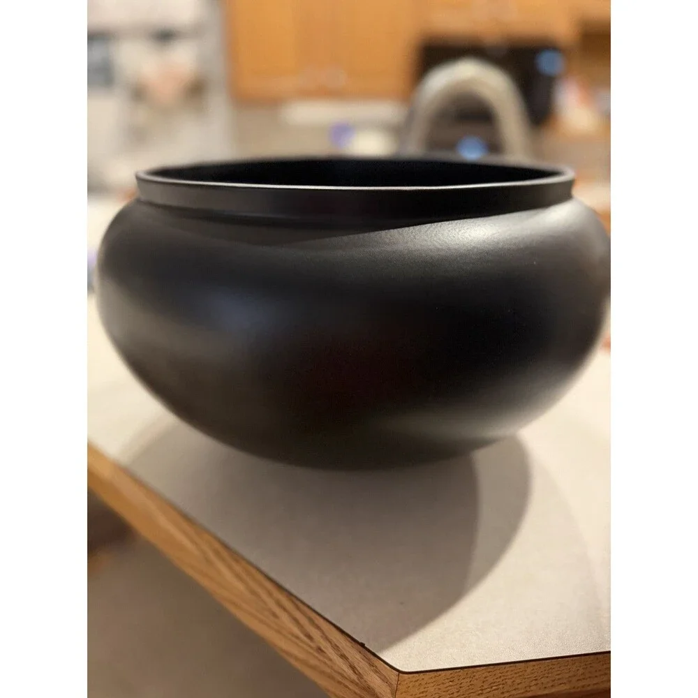 Crate & Barrel Black Matte Ceramic Round Bowl Made in Portugal